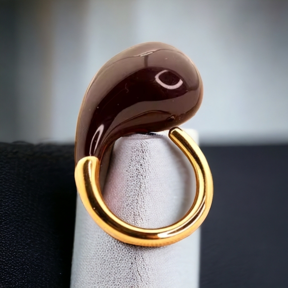 Jewelry | New Luxury Designer 18kt Gp Water Drop Enamel Statement Ring ...